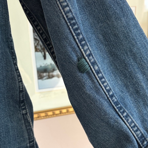 Eddie Bauer Denim Jacket with Embroidered Needlepoint of Springtime Scene - Picture 3 of 9